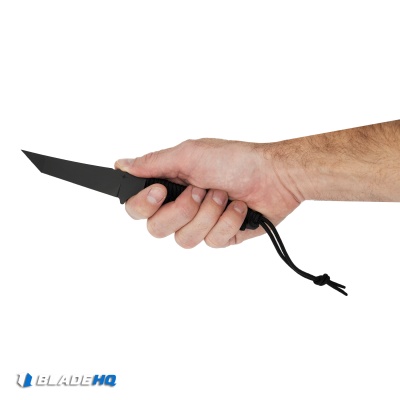 Toor Knives Kingpin Tanto Fixed Blade Knife Shadow Black Paracord (4" Black)